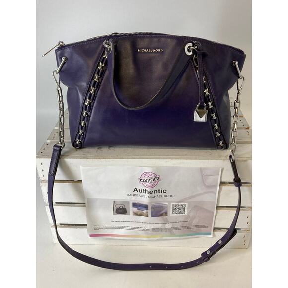 MICHAEL KORS, SMOOTH LEATHER DARK PURPLE WOMENS LARGE CROSSBODY BAG - Picture 1 of 15